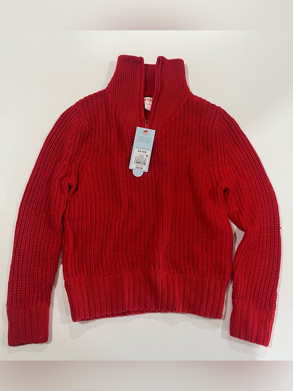 Boys Cat & Jack Red Chunky Half-Zip Turtleneck Sweater